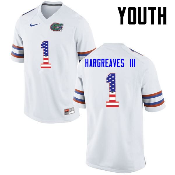 Youth NCAA Florida Gators Vernon Hargreaves III #1 Stitched Authentic USA Flag Fashion Nike White College Football Jersey IIV8265VB